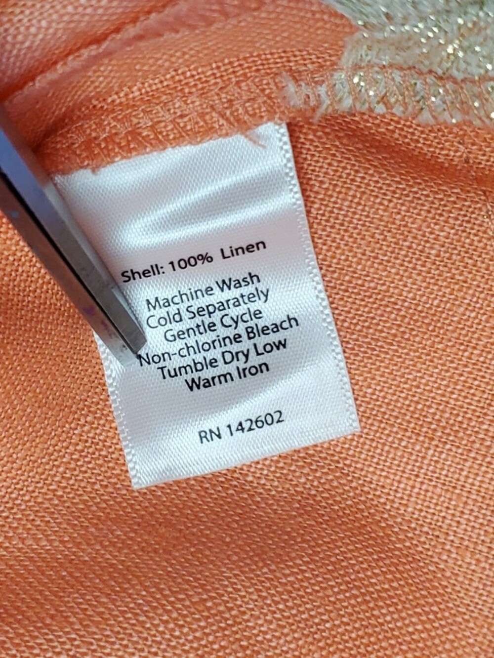 Sail to Sable Linen Tunic Dress XXS Coral Gold Metallic Trim Long Sleeve Mini - Picture 3 of 9